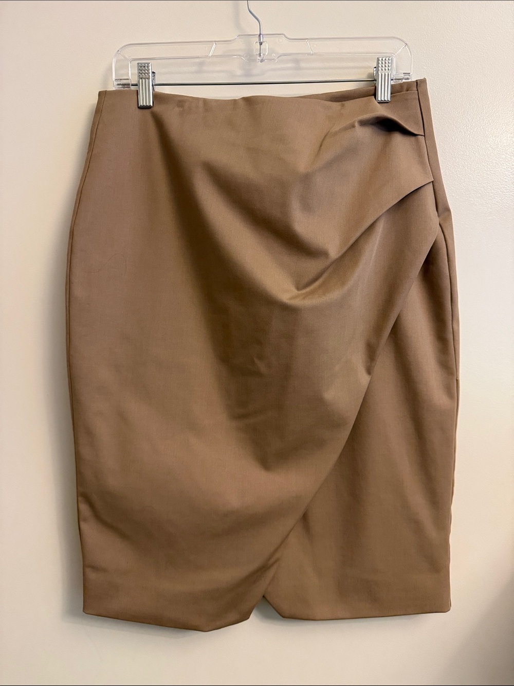 ecru Taupe Wrap-Front Pencil Skirt